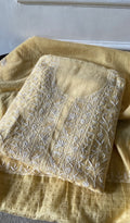 Rima — Yellow Pure Mul Chanderi Chikankari 3 Pc Unstitched Suit Set