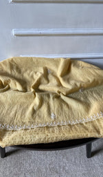 bottom laid out, yellow pure mul chanderi