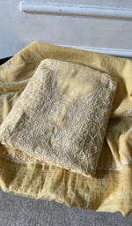 jaali and motif detail, yellow pure mul chanderi