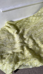 Do taar and teen taar chikankari with haath ki jaali across the body of the kurta piece