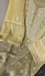 Yellow pure mul chanderi dupatta with scattered motifs