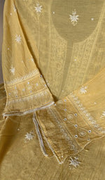 Folded stack, yellow pure mul chanderi