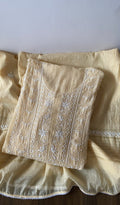 Kanza — Yellow Pure Mul Chanderi Chikankari 3 Pc Semi-Stitched Suit Set