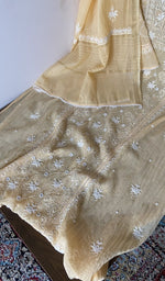Gala and front placket, fine chikankari with haath ki jaali