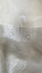 Border and hem of the off white pure organza silk