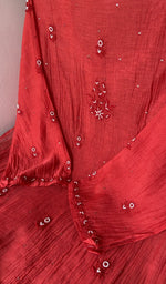 Another look at the set, fine chikankari on panel with matching beads, sequins