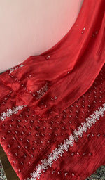 Gala and front placket, fine chikankari on panel with matching beads, sequins