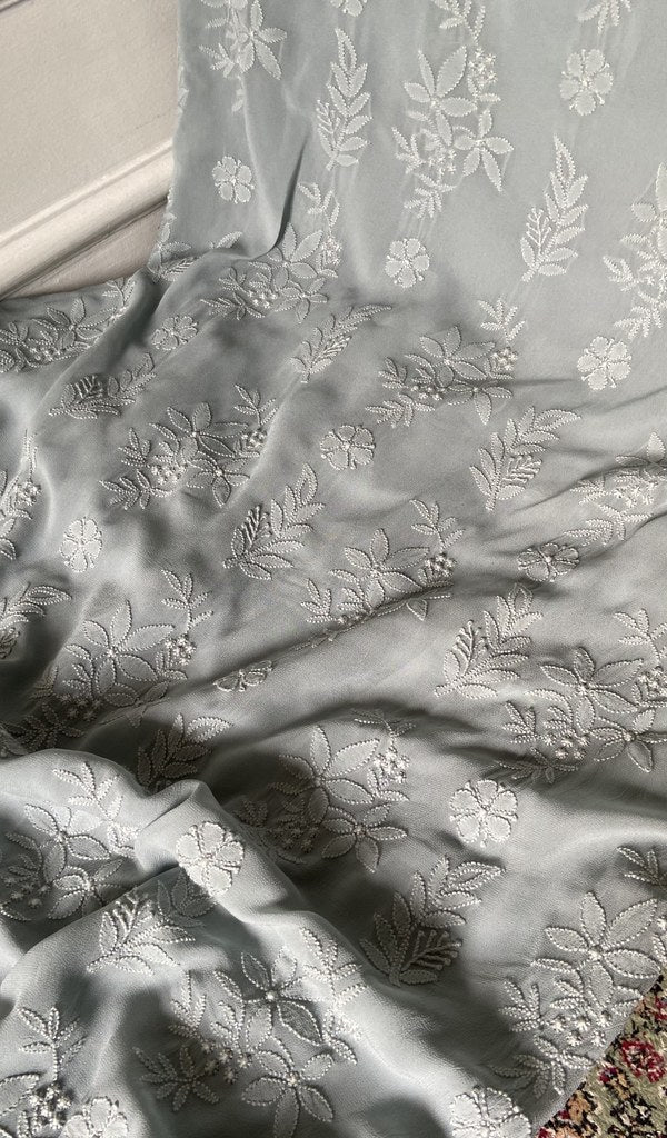 Fine chikankari in close view