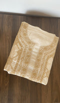 Dania — Beige Tussar Silk Chikankari 1 Pc Unstitched Kurti Fabric