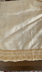 Hand embroidery on beige tussar silk