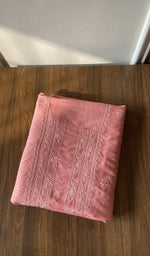 Folded salmon pink eri silk kurta fabric, second view