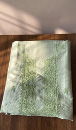 Folded sage green eri silk kurta fabric, second view