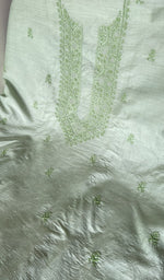 Stitch detail on the sage green eri silk kurta