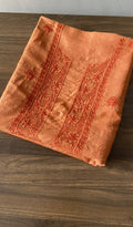 Lujain — Burnt Orange Pure Eri Silk Chikankari 1 Pc Unstitched Kurta Fabric