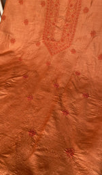 Do taar chikankari on the burnt orange eri silk