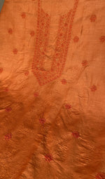 Stitch detail on the burnt orange eri silk kurta