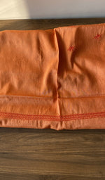 Hand embroidery on tangerine orange eri silk