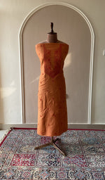 Tangerine orange eri silk kurta fabric on the mannequin