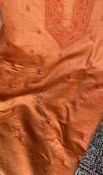 Do taar chikankari on the tangerine orange eri silk