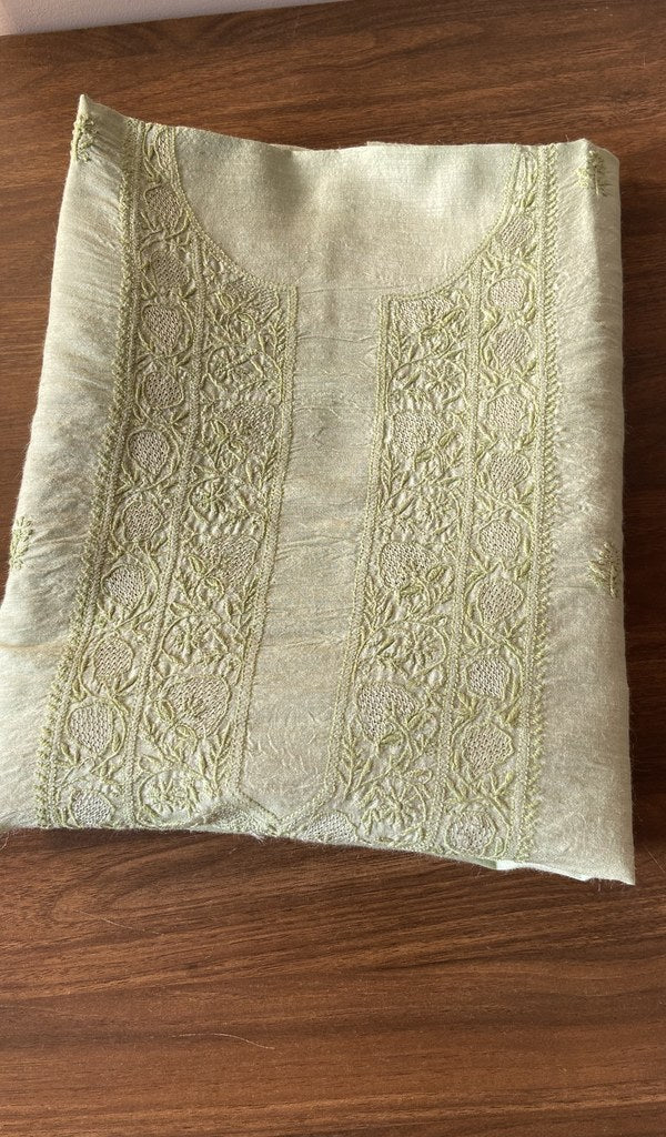 Folded mint green eri silk kurta, front view
