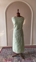 Mint green eri silk kurta fabric on the mannequin