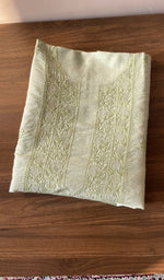 Folded mint green eri silk kurta fabric, second view