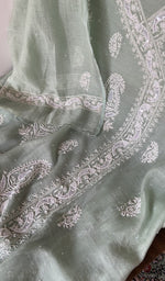 Gala and neckline, angarkha style pattern with fine chikankari and beadwork