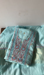 Gala and neckline of the blue kurta