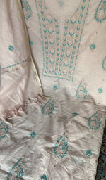 Motifs across the body of the peach kurta