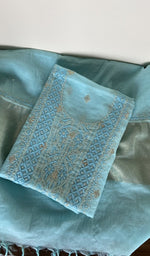 Gala and neckline of the blue kurta