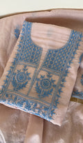 Abeer — Pink Pure Mul Chanderi Blue Thread Chikankari 3 Pc Unstitched Suit Set