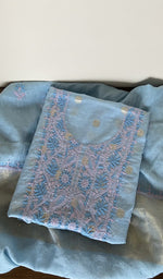 Gala and neckline of the blue kurta