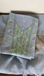 Gala and neckline of the grey kurta