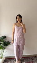 Amreena — Lilac Chanderi Silk Chikankari 2 Pc Stitched Co-Ord Set