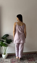 Lilac chanderi silk, front of the kurta