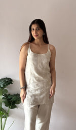 Amreena — Grey Chanderi Silk Chikankari 2 Pc Stitched Co-Ord Set — detail 11