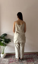 Grey chanderi silk, front of the kurta