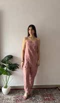 Amreena — Old Rose Chanderi Silk Chikankari 2 Pc Stitched Co-Ord Set