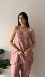 Amreena — Old Rose Chanderi Silk Chikankari 2 Pc Stitched Co-Ord Set — detail 11