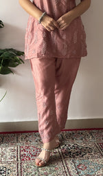 Amreena — Old Rose Chanderi Silk Chikankari 2 Pc Stitched Co-Ord Set — detail 12