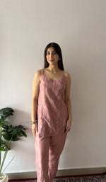 Neckline and placket in close up