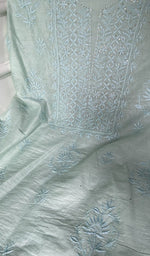 Border and hem of the aqua mul chanderi