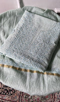 Amna — Aqua Mul Chanderi Chikankari 3 Pc Unstitched Suit Set