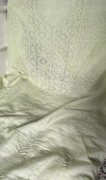 Load image into Gallery viewer, Border and hem of the pale lime mul chanderi