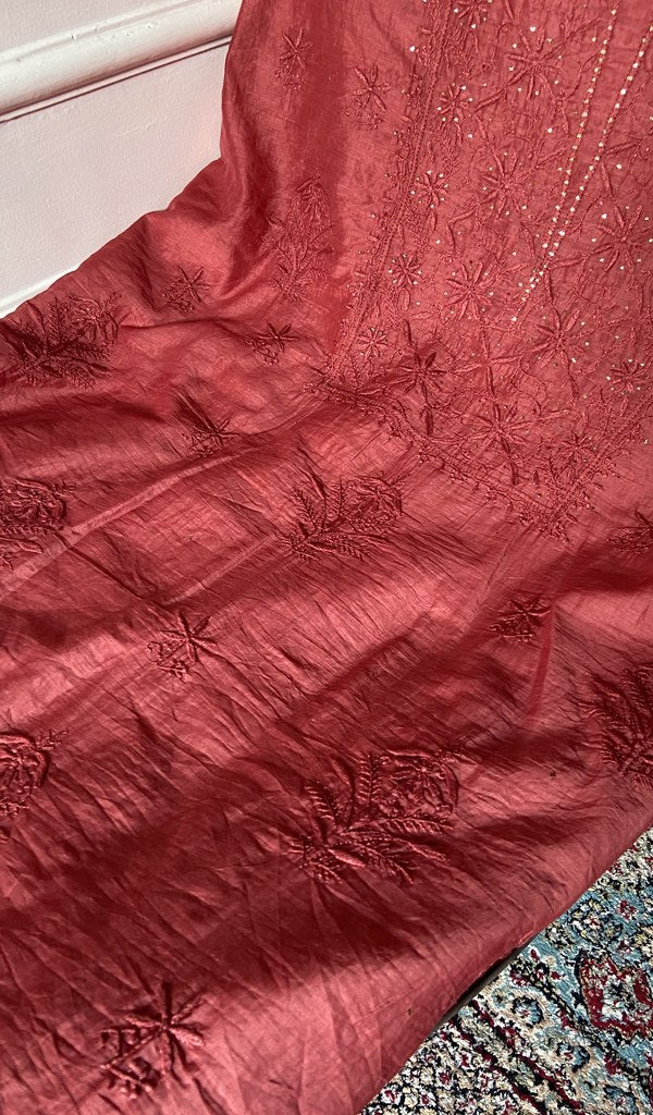Fine chikankari in close view