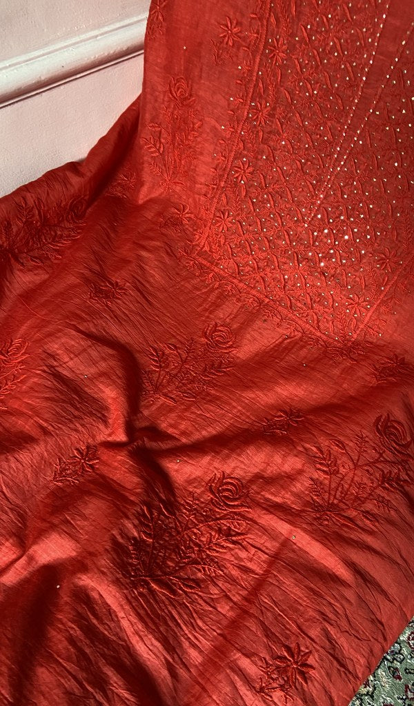 Fine chikankari in close view