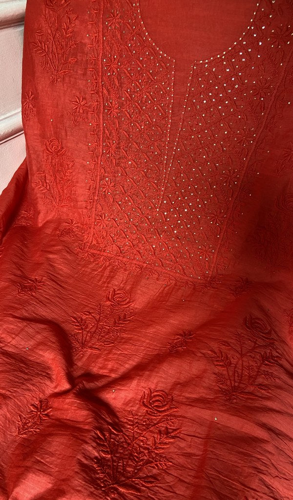 Border and hem of the red mul chanderi