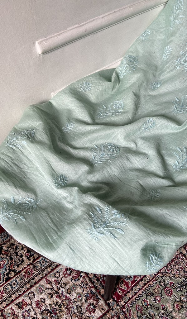 Gala and front panel worked in fine chikankari