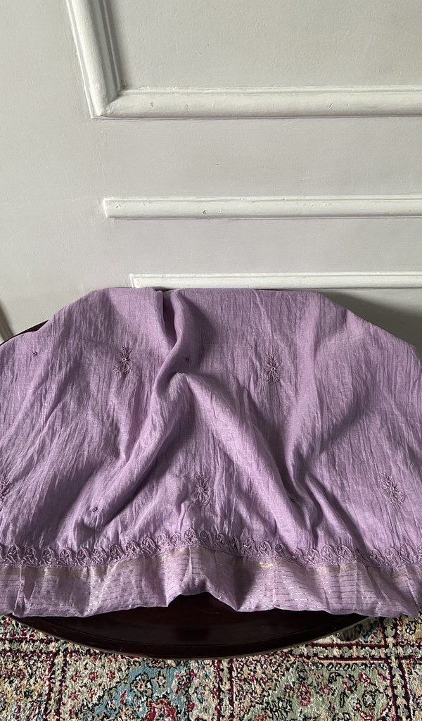 lilac pure mul chanderi, full piece laid out