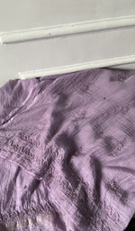 Load image into Gallery viewer, border and hem work on lilac pure mul chanderi